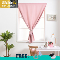 免打孔窗帘全遮光卧室飘窗出租房简约现代短帘简易安装魔术贴粘贴 三维工匠