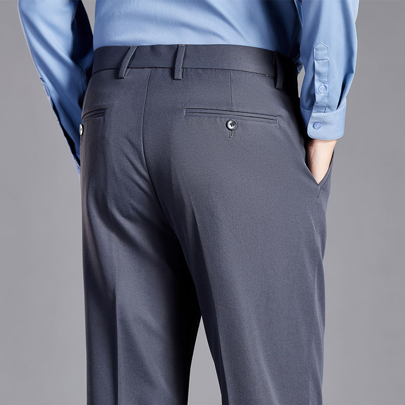 恒源祥含桑蚕丝休闲裤男夏季中年宽松透气职业西裤爸爸装直筒裤子