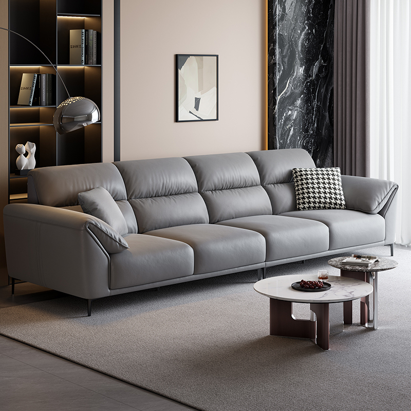 全友家居现代简约客厅科技布直排沙发中小户型象耳扶手分段式靠包布艺沙发