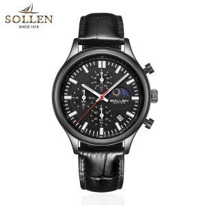 梭伦(SOLLEN)手表男钢带防水商务石英表男表学生休闲时尚潮流运动腕表SL-702