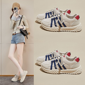 秋季新款韩版ins透气小白鞋女低帮休闲板鞋厚底松糕鞋