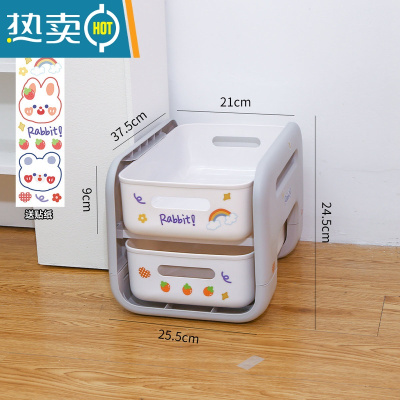 敬平双层落地置物架子宿舍桌下移动小推车床头零食化妆品收纳整理器