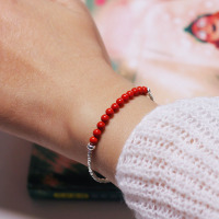 碎银几两手链纯银轻奢高级感小众碎银子送闺蜜简约古风朱砂手串女送女朋友老婆情人节七夕生日礼物