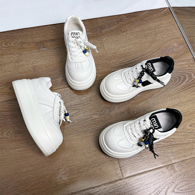 吸膜底真皮小白鞋女秋季新款厚底板鞋休闲阿甘鞋百搭运动女鞋