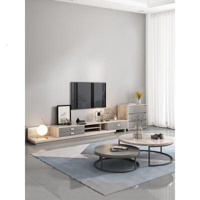 森美人北欧圆形茶几小户型客厅现代简约小户型多功能电视柜组合家具套装