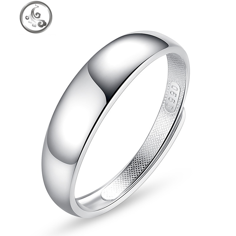 潮男纯银戒指男士 宽面个性光面单身中指食指小指尾戒 足银单身戒