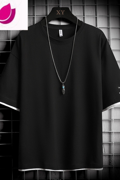 七斓短袖t恤男2023新款夏季冰丝速干圆领潮牌夏装潮ins男装上衣服