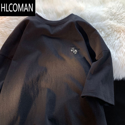 HLCOMAN刺绣短袖T恤男美式潮牌ins宽松体恤色子学生绣花上衣体恤