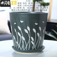 三维工匠欧式花盆陶瓷大号特大号客厅直筒简约绿萝盆创意多肉花盆 青芦苇单个 大花盆容器