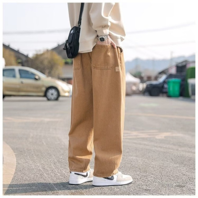 直筒印花宽松型青春流行潮九分裤慵懒休闲裤纯色_951