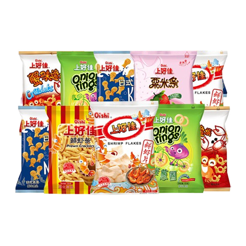 上好佳混合礼包香脆鲜虾片洋葱圈粟米条蟹味逸族薯条日式鱼果10包