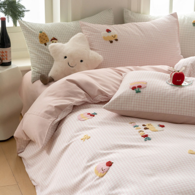 暖呼呼~100支长绒棉磨毛四件套小清新秋冬加厚纯棉被套三件套