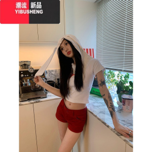 YIBUSHENGJMJ 2024美式辣妹低腰修身显瘦短裤女紧身弹力百搭a字休闲裤