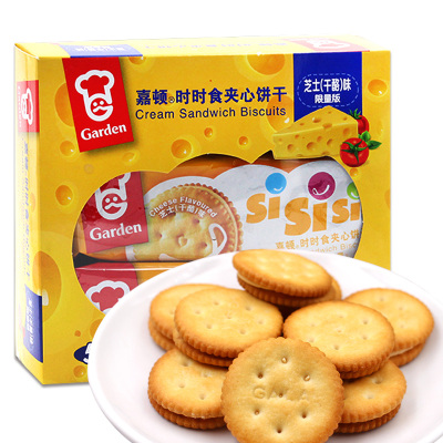 嘉顿时时食夹心饼干芝士味办公休闲旅游儿童饱腹零食下午茶235g