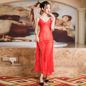 欲之诱惑 情趣睡裙 透明高开叉主播长裙 女性感睡衣套装 开裆免脱网纱吊带睡裙 成人用品 情趣内衣 网纱红仙女裙 默认尺寸 网纱红仙女裙 默认尺寸