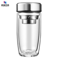 沁渝优品 双层玻璃杯 泡茶杯 400ML/个