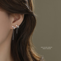 韩版时尚四芒星耳线女s925纯银小众轻奢高级感耳钉百搭星星耳饰送女朋友老婆情人节七夕生日礼物