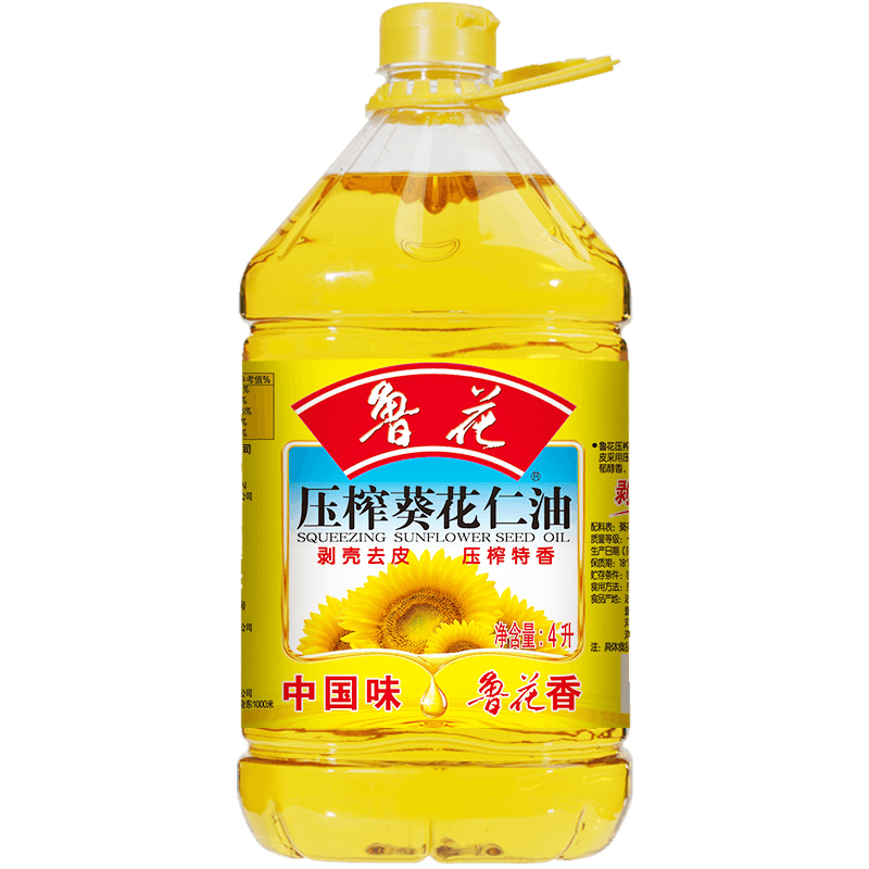 鲁花压榨葵花仁油4L小瓶家庭装