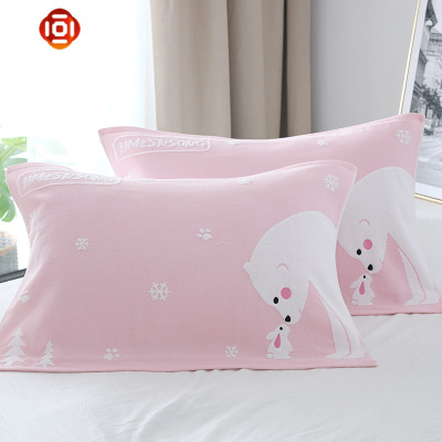 棉纱布枕巾棉一对卡通纱布枕头布巾成人情侣棉吸汗学生三维工匠