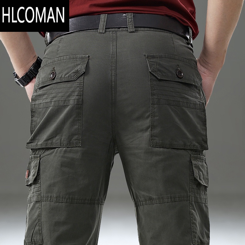 HLCOMAN男裤子休闲裤男厚款户外多口袋工装裤男宽松直筒裤夏季长裤潮