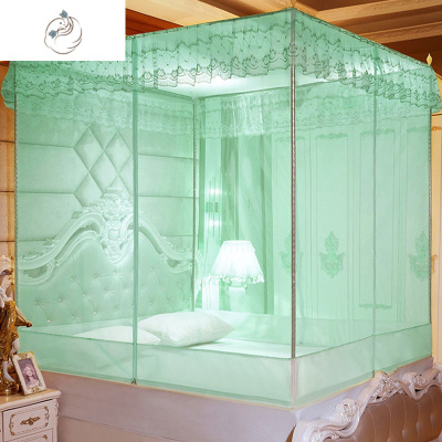 蚊帐新款双人家用加密帐纱加粗支架三开公主风1.5m1.8米1.2新款B绿色1.7米高-T型门1.8米舒适主义蚊帐新款B绿色1.7米高-T型门1.8米宽x2.2米长
