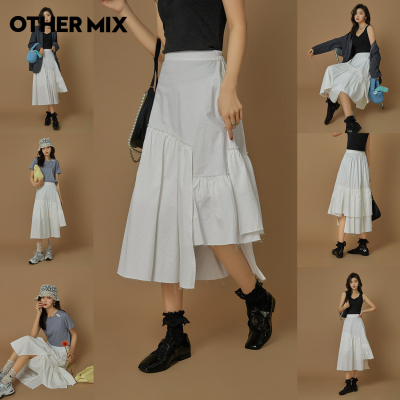 OtherMix不规则半身裙IP联名2021年新款春季a字白色不对称大摆裙