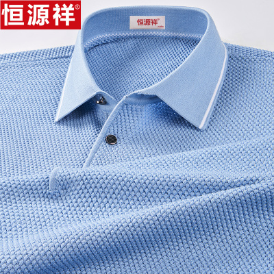 恒源祥长袖t恤男2024新款春秋季翻领体恤中老年爸爸装商务Polo衫