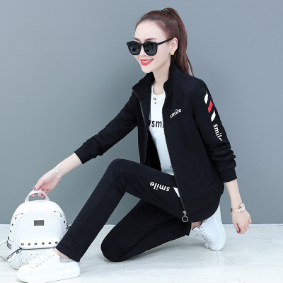 休闲套装女士卫衣三件套2020新款韩版宽松跑步运动服时尚团体服女