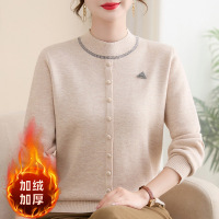 冬季加绒保暖女装针织衫妈妈装洋气加厚冬季衣服40-60岁中年装女