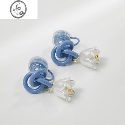 JiMi铃兰花小清新耳环女无耳洞弹簧蚊香盘耳夹森系气质花朵耳饰ins风