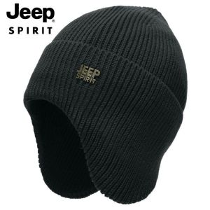 JEEP SPIRIT秋冬新款毛线帽加绒加厚保暖针织帽护耳休闲帽子A0634