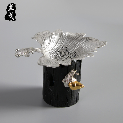 美帮汇功夫茶具套装家用茶滤合金茶漏茶道配件锡制茶叶过滤茶隔滤网