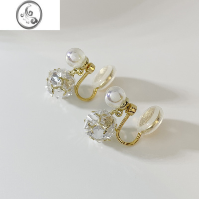 JiMi锆石耳坠蚊香盘无耳洞耳夹珍珠短款小巧法式简约气质高级感百搭款