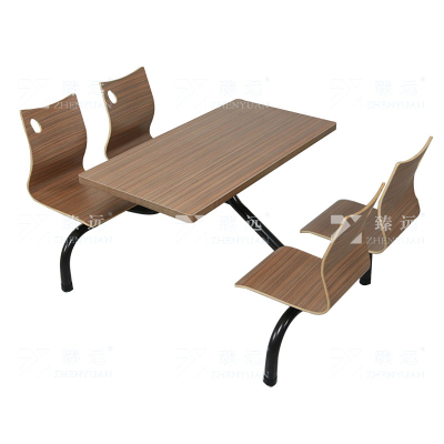 臻远 ZY4040822 连体餐桌椅组合食堂员工餐厅四人位连体餐桌