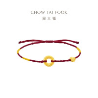 周大福平安扣寓意平安足金黄金手链红色黑色手绳多款礼物男女EOR1354-EOR1359