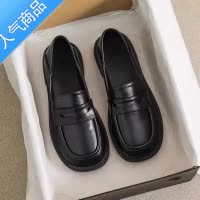 SUNTEK红青蜒乐福鞋女软皮工作鞋黑色英伦风小皮鞋夏季舒适平底单鞋