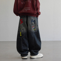 男童加绒牛仔裤秋冬款新款大男孩冬装儿童冬季一体绒加厚裤子