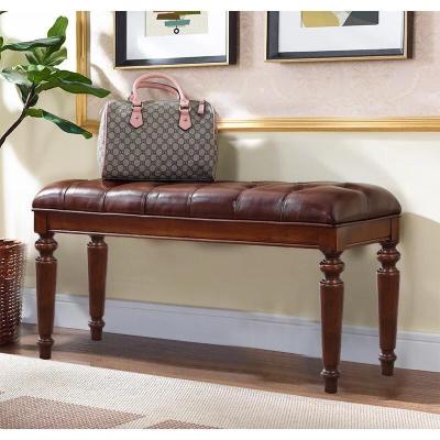 森美人美式换鞋凳实木长条凳脚踏沙发凳欧式进卧室床尾凳试穿鞋凳