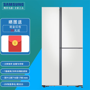 三星RS63DG55P8CWSC 641L柔光白 对开三门 干湿分储立体循环 金属匀冷却净味过滤网 对开三门冰箱