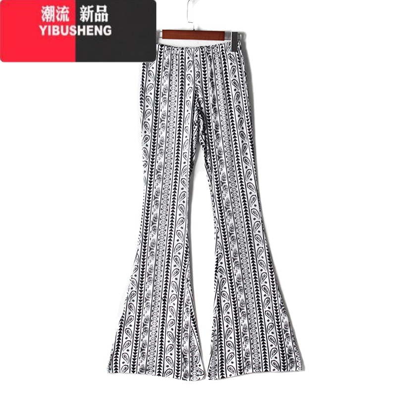 YIBUSHENG2024季新品单腰喇叭裤修身松紧低腰弹力新款休闲裤薄款喇叭裤女