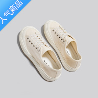 SUNTEK2023夏季新款休闲百搭透气免系带帆布鞋女一脚蹬懒人鞋学生小白鞋