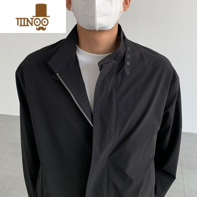 YANXUakinzhi 一件沉默的黑色夹克 秋季外套小立领上衣男开衫衬衣潮牌