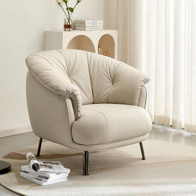 全友家居进口头层牛皮时尚简约客厅卧室书房沙发皮单椅