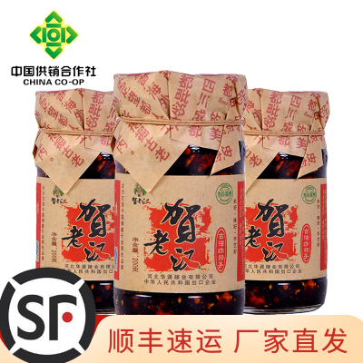 中华特色-河北供销馆贺老汉古法炸辣子200g*3瓶望都辣椒酱拌饭酱拌面酱河北保定特产