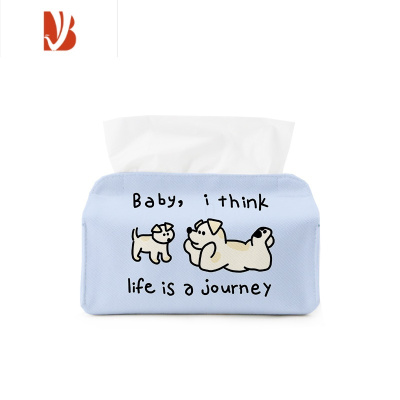 三维工匠可爱文艺清新日系ins风布艺纸巾包餐巾盒套餐厅汽车居家收纳n51 蓝色