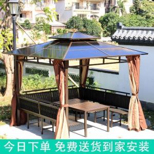 森美人凉亭户外 庭院木屋别墅小型木屋 茶水亭组装雨棚室外遮阳带桌椅