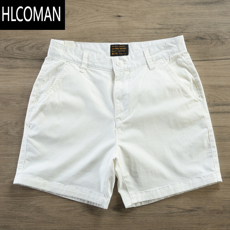 HLCOMAN2024新款夏季男士美式透气西装休闲高级感外穿4分裤白色短裤