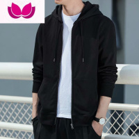 七斓卫衣男港风宽松休闲长袖开衫潮流学生纯色连帽外套春加绒