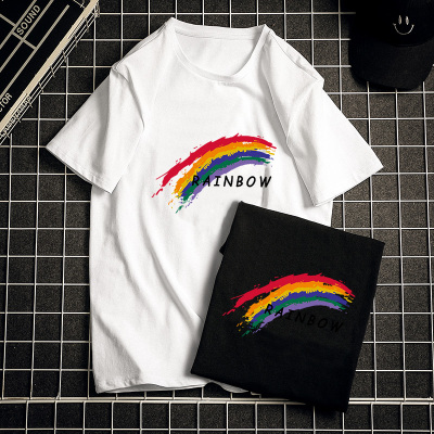 北极绒短袖T恤圆领潮流t恤打底衫2021夏季大码纯棉新款短袖T恤男宽松体恤印花情侣款百搭