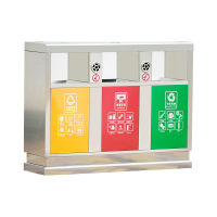 翌嘉 YJ4070413不锈钢分类垃圾箱公共场合环卫果皮箱户外垃圾桶 201不锈钢三分类永康桶